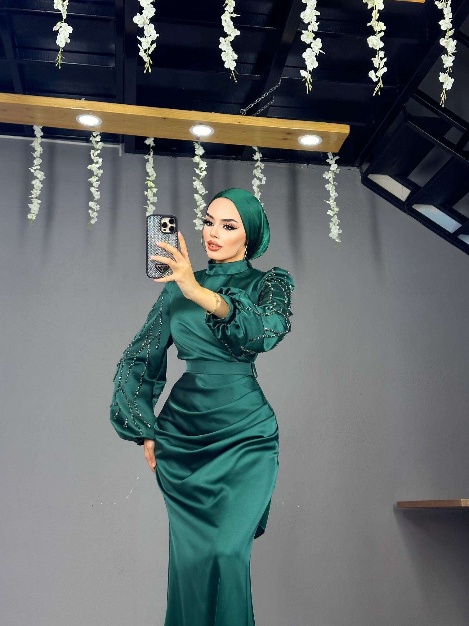 MAYA Balık Saten Abiye