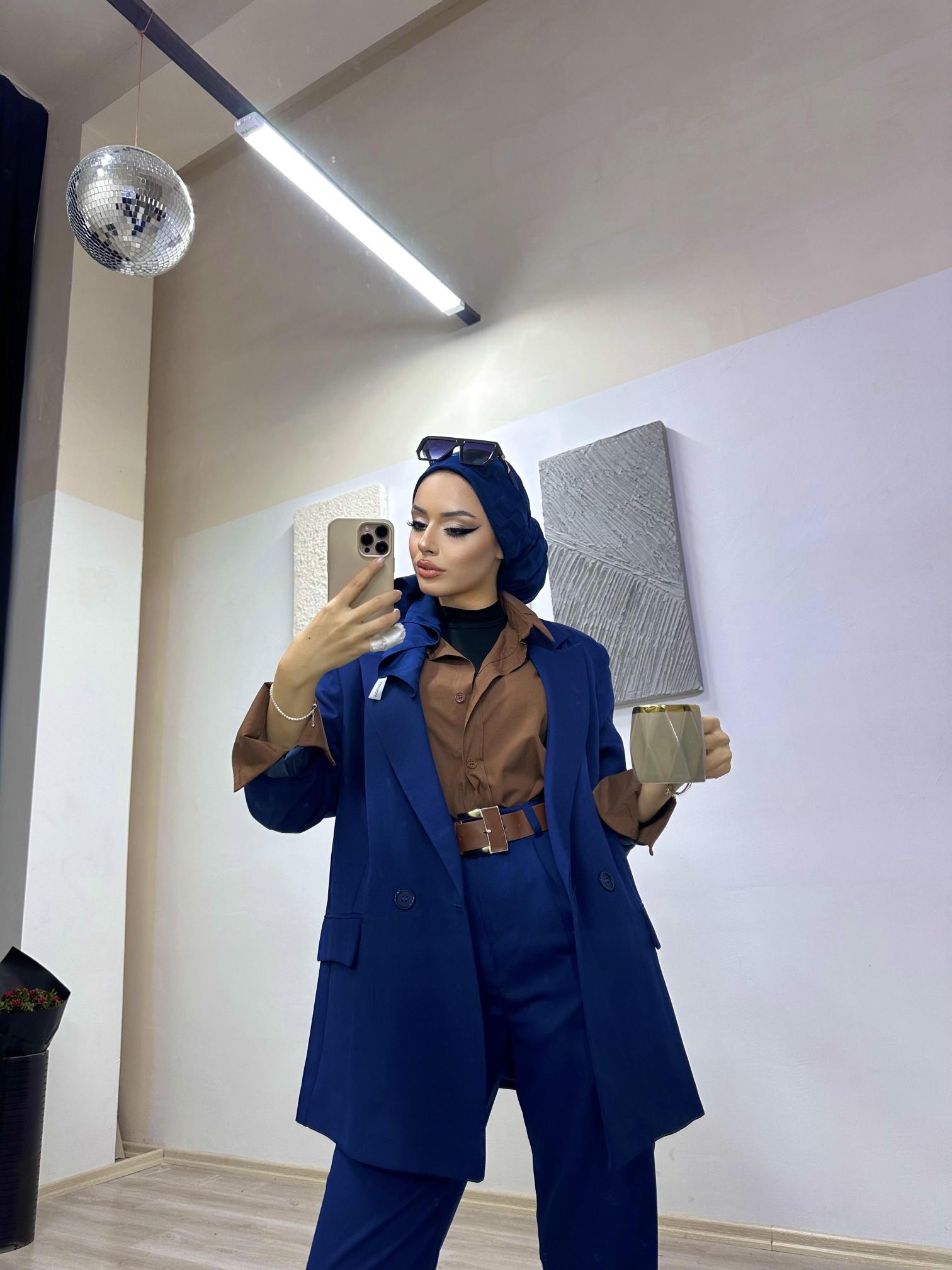 Gece Mavisi Bleazer Takım ceket pantolon (kemersiz)