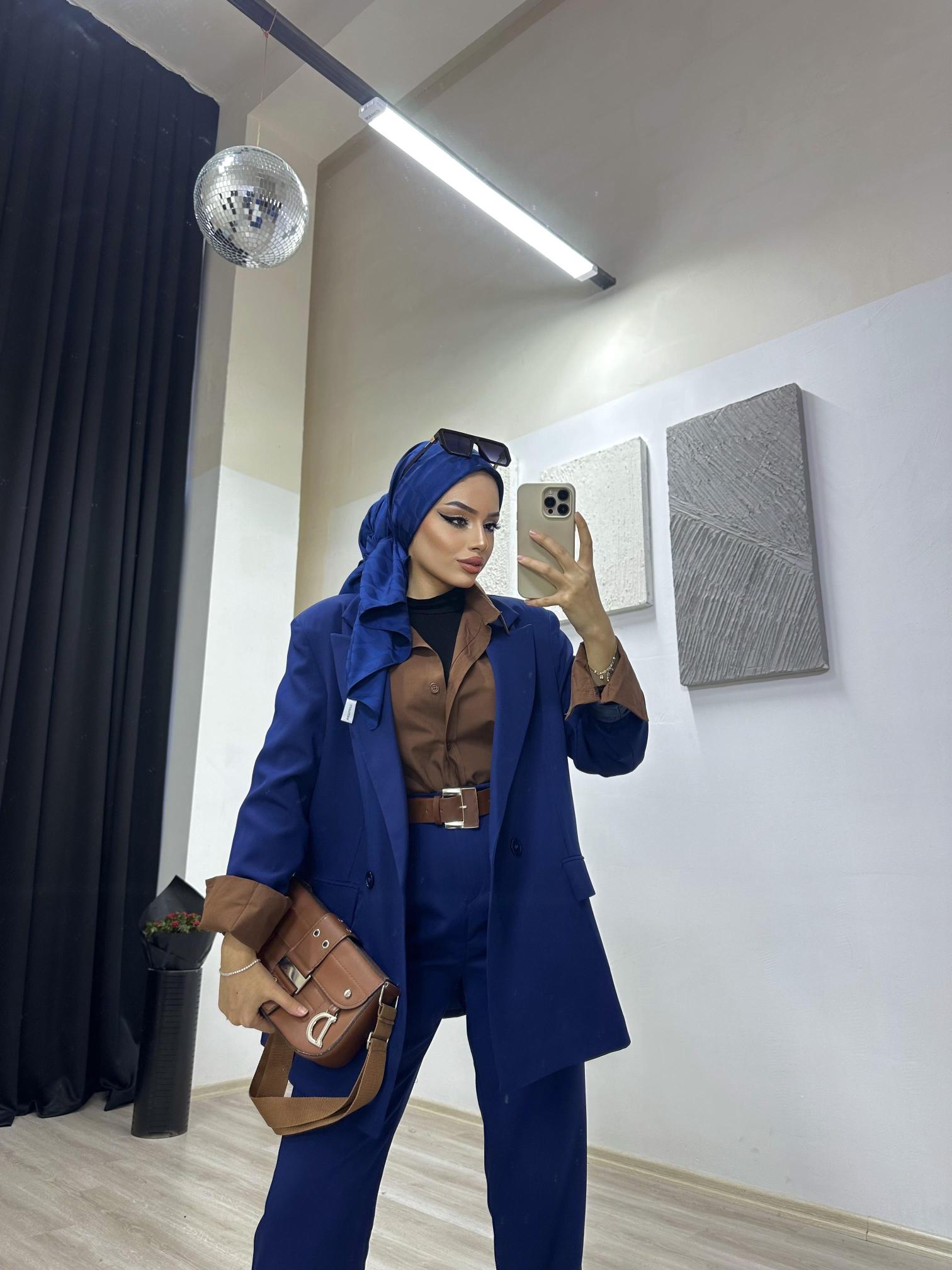 Gece Mavisi Bleazer Takım ceket pantolon (kemersiz)