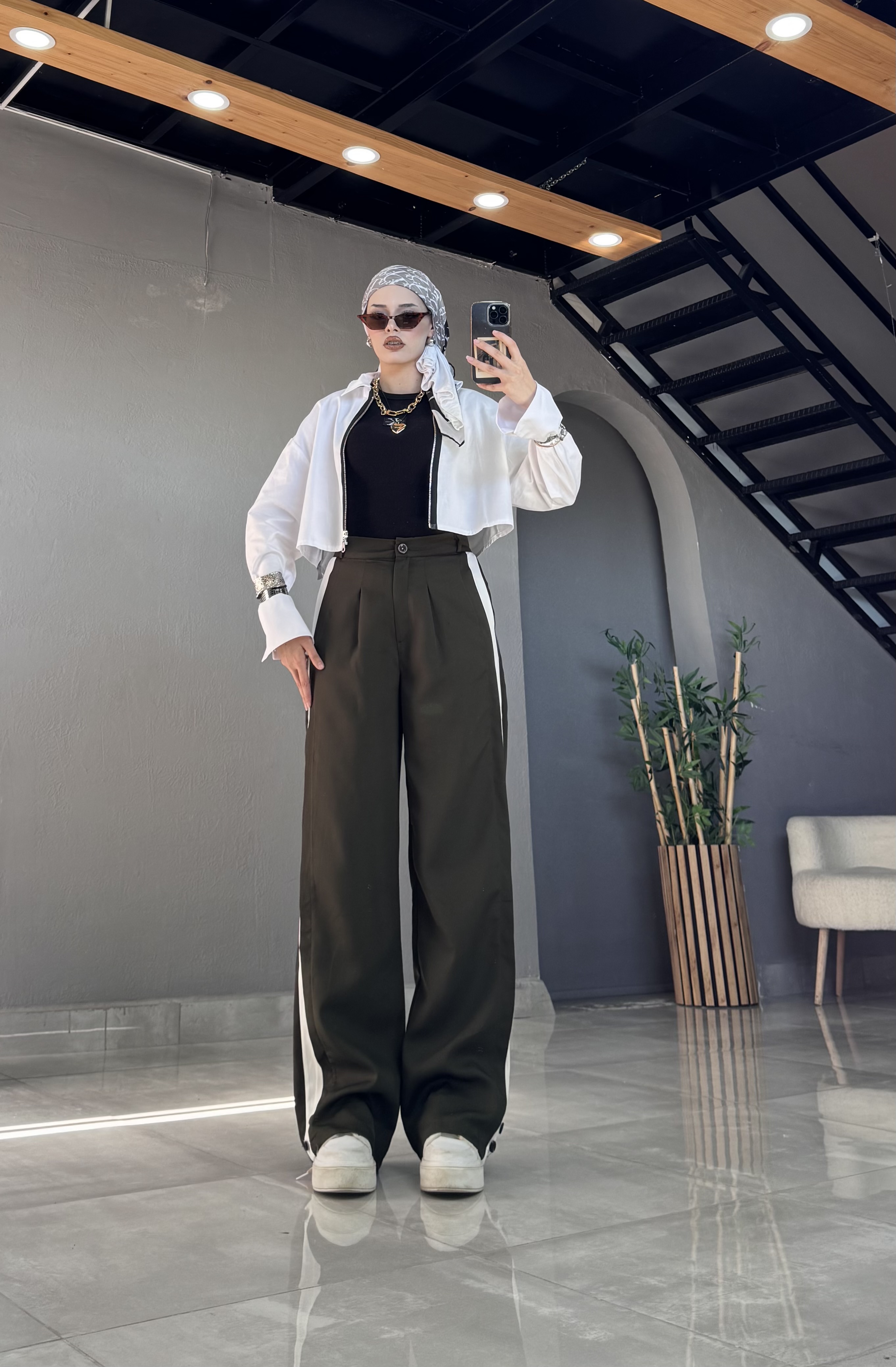 BEYAZ ŞERİTLİ PLAZZO PANTOLON 