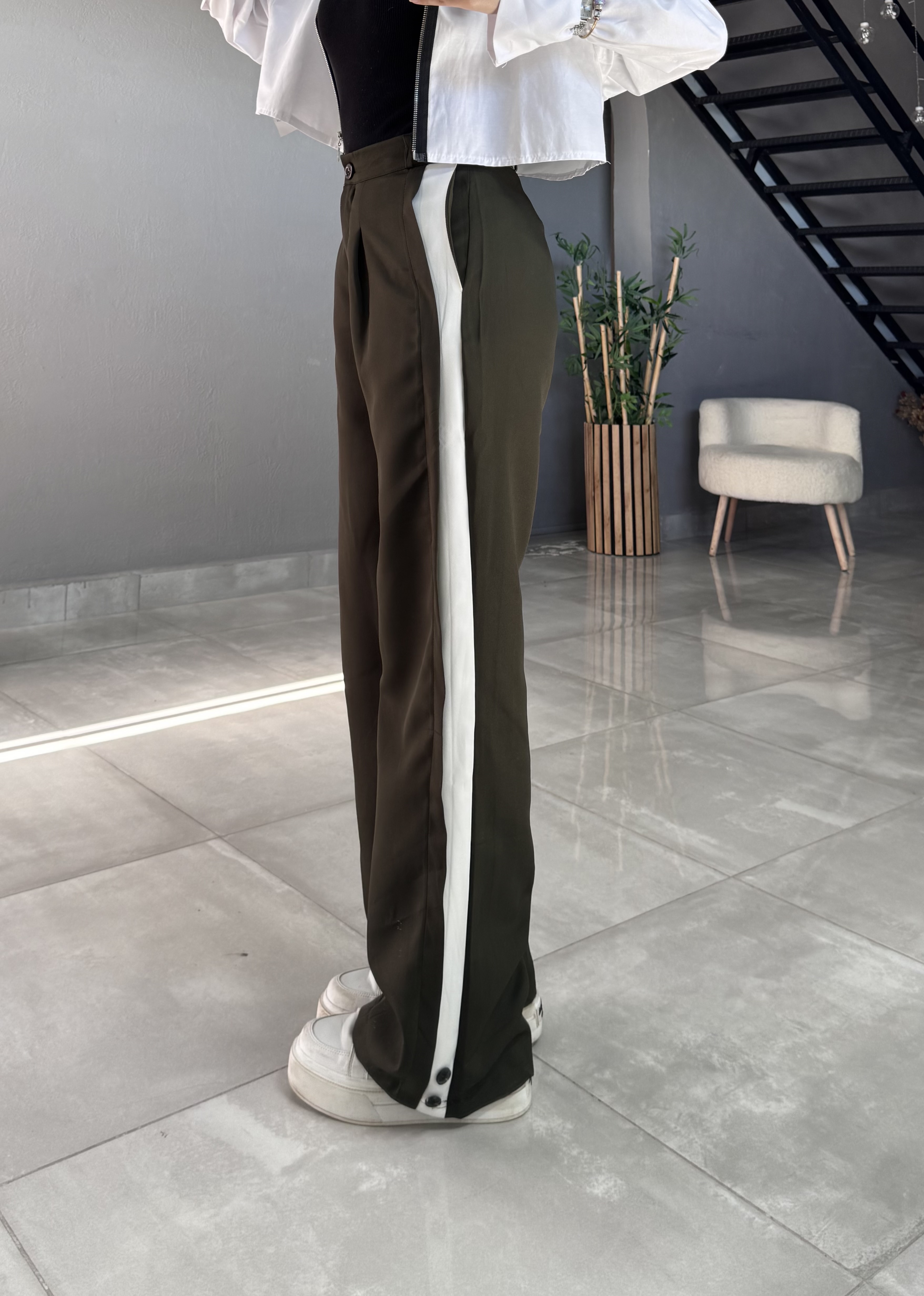 BEYAZ ŞERİTLİ PLAZZO PANTOLON 