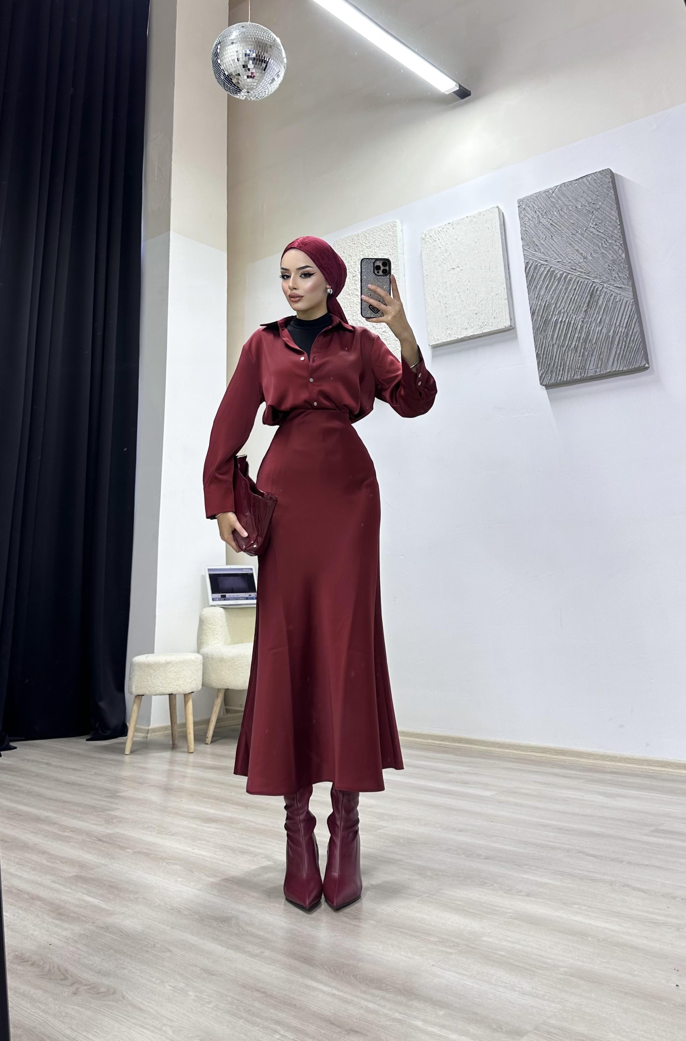 Bordo Saten Takım