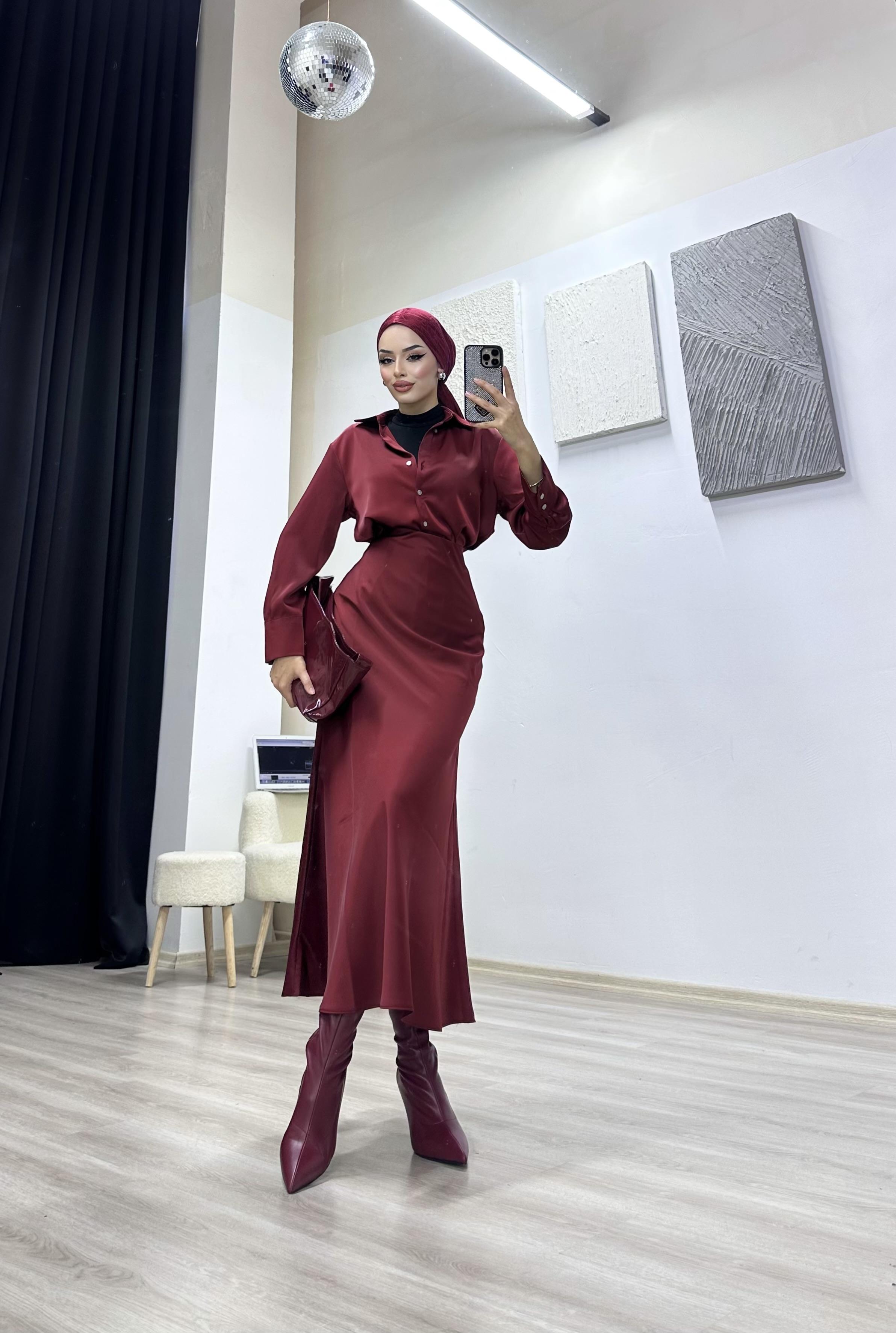 Bordo Saten Takım