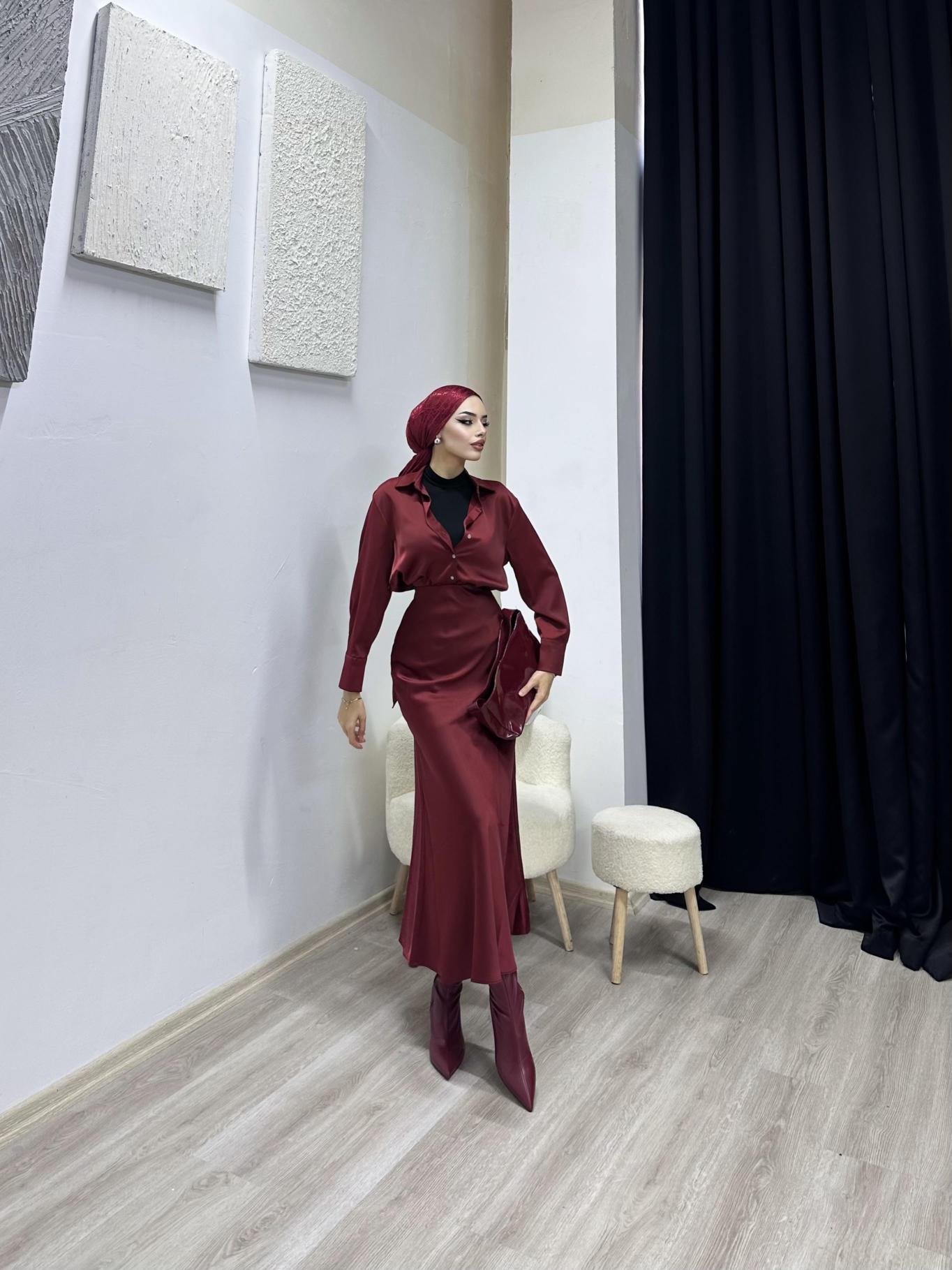 Bordo Saten Takım