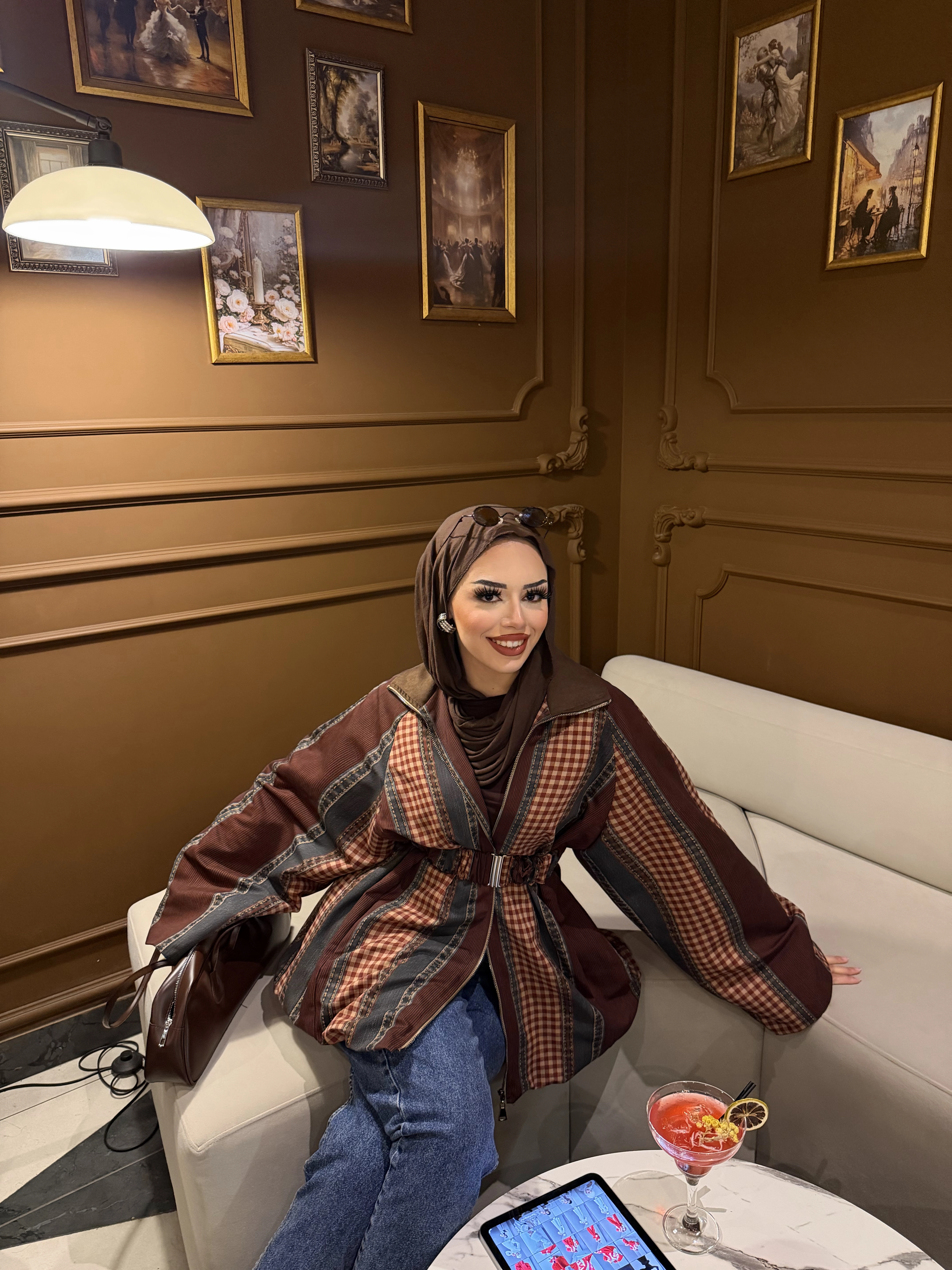 Ekose astarlı balon tip ceket