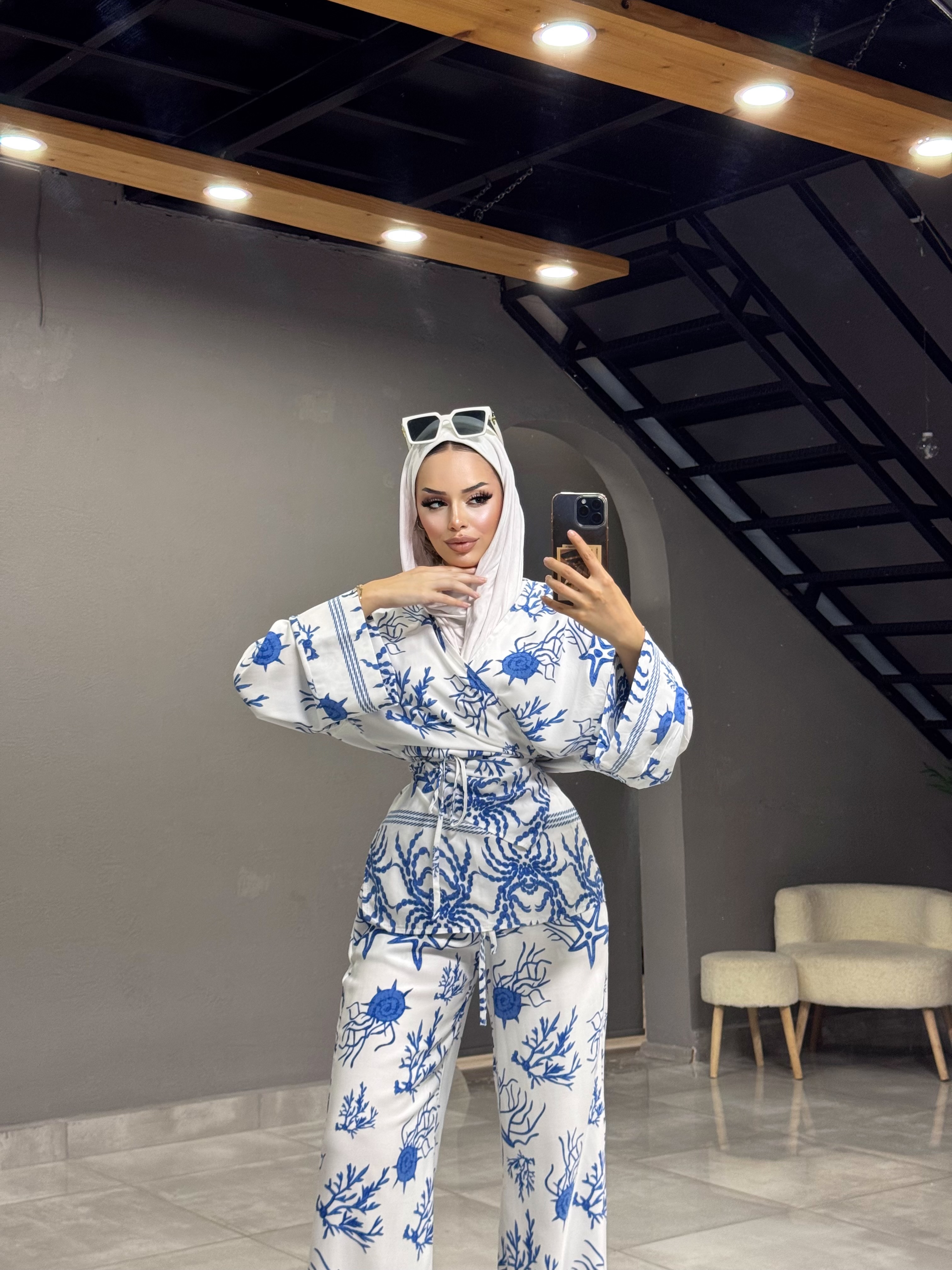 viskon pamuklu kimono takım
