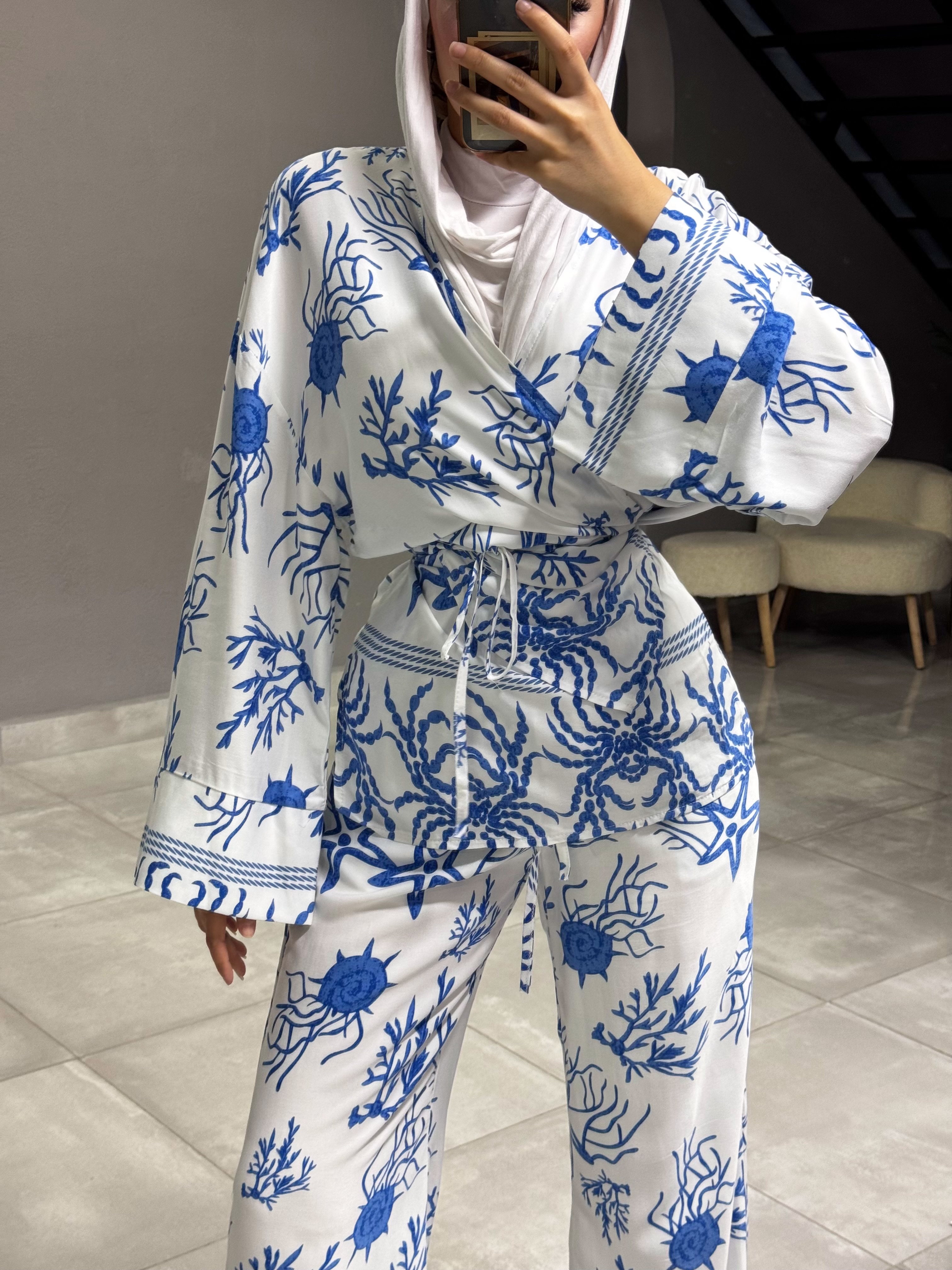 viskon pamuklu kimono takım