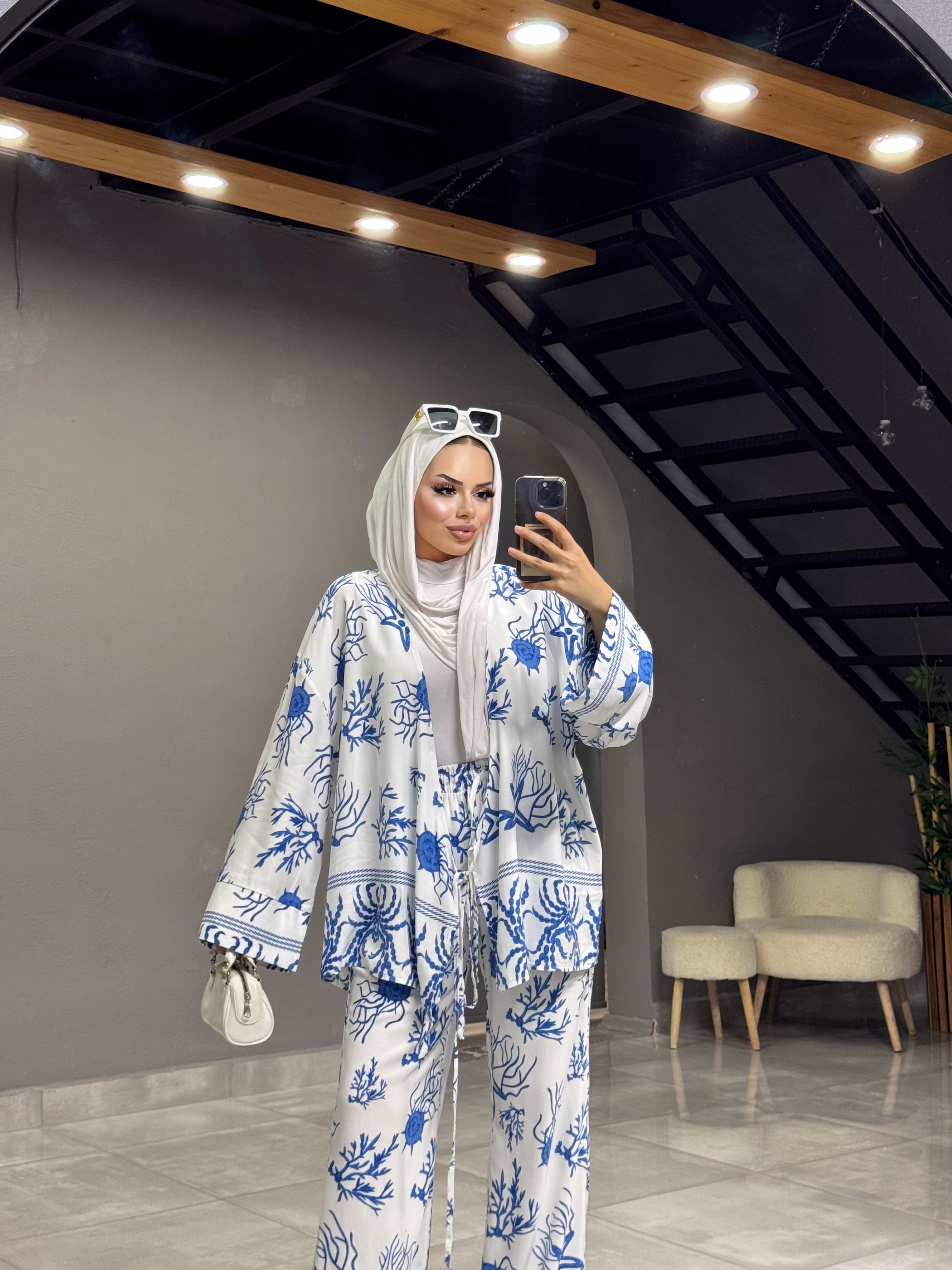 viskon pamuklu kimono takım