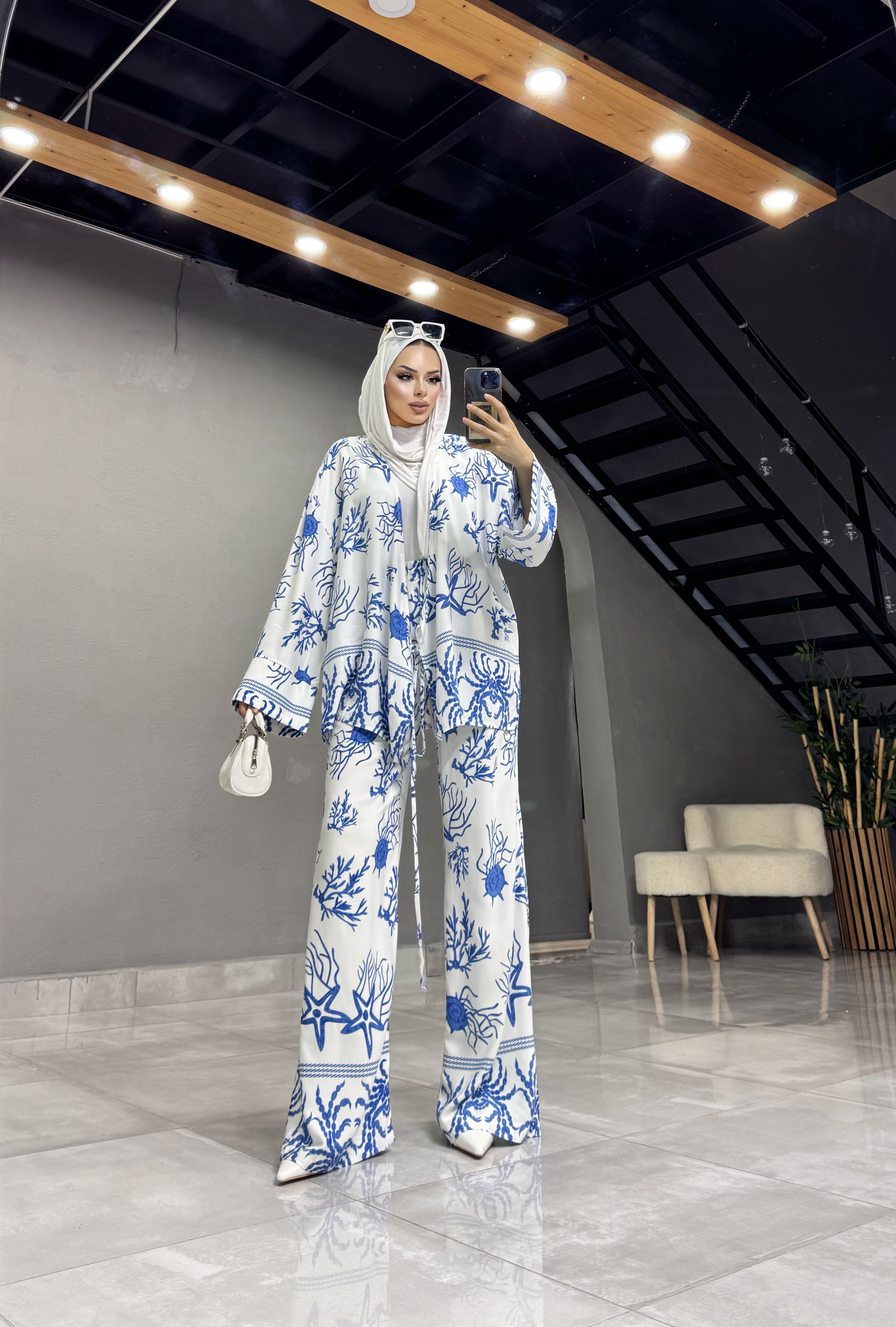 viskon pamuklu kimono takım