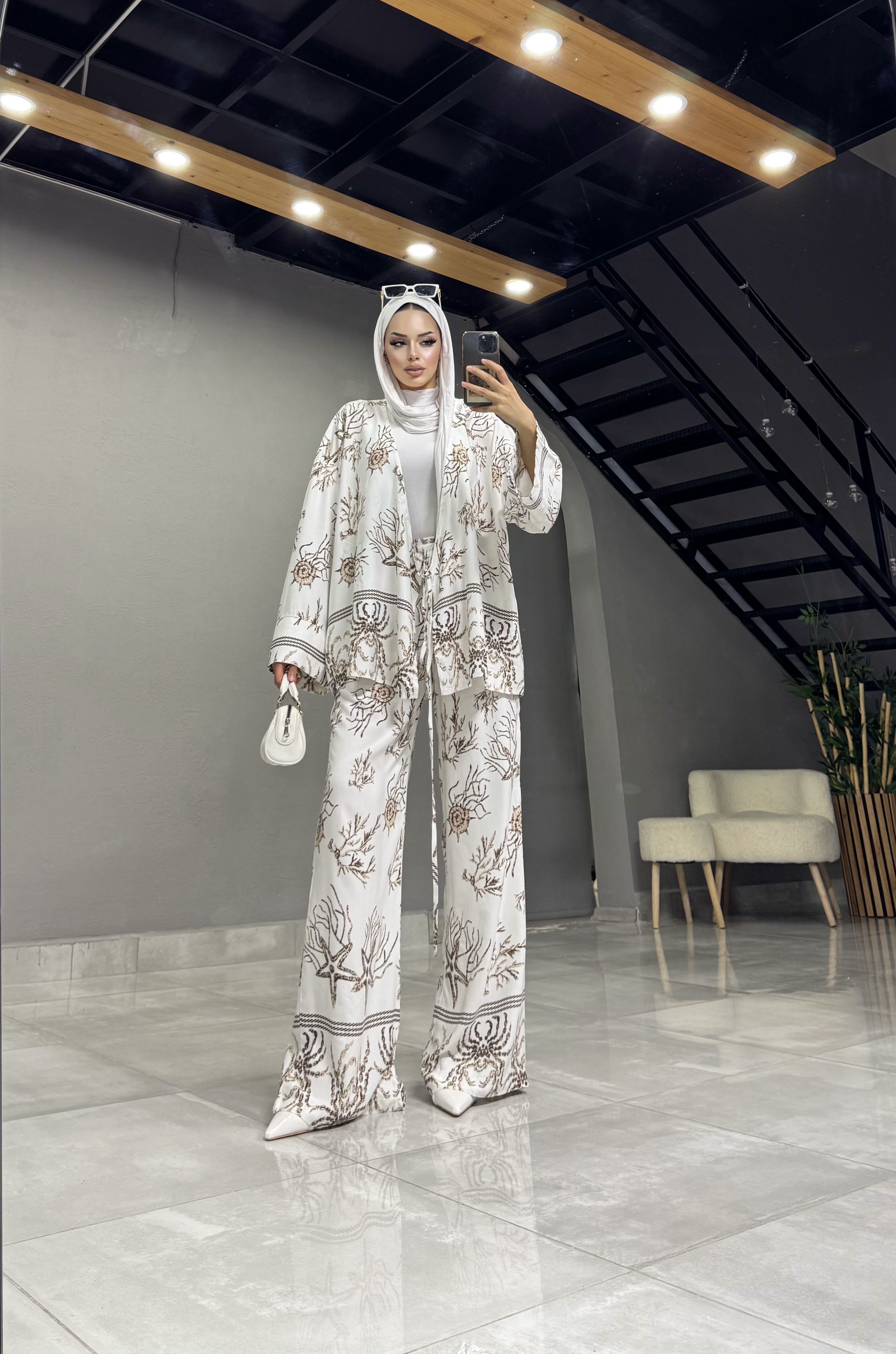 viskon pamuklu kimono takım