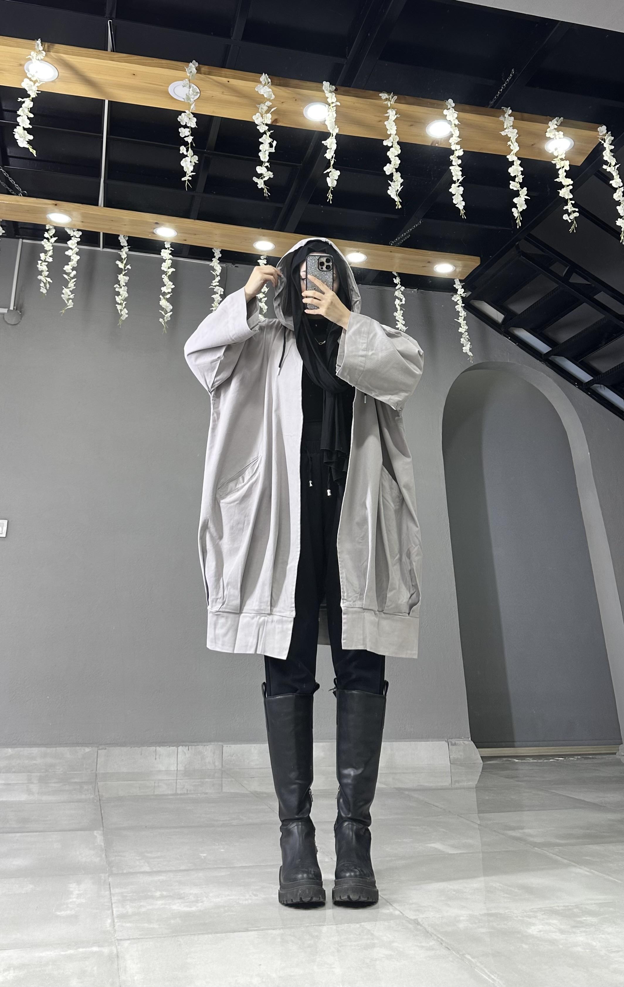 Kapşonlu Oversize Mevsimlik Kap 