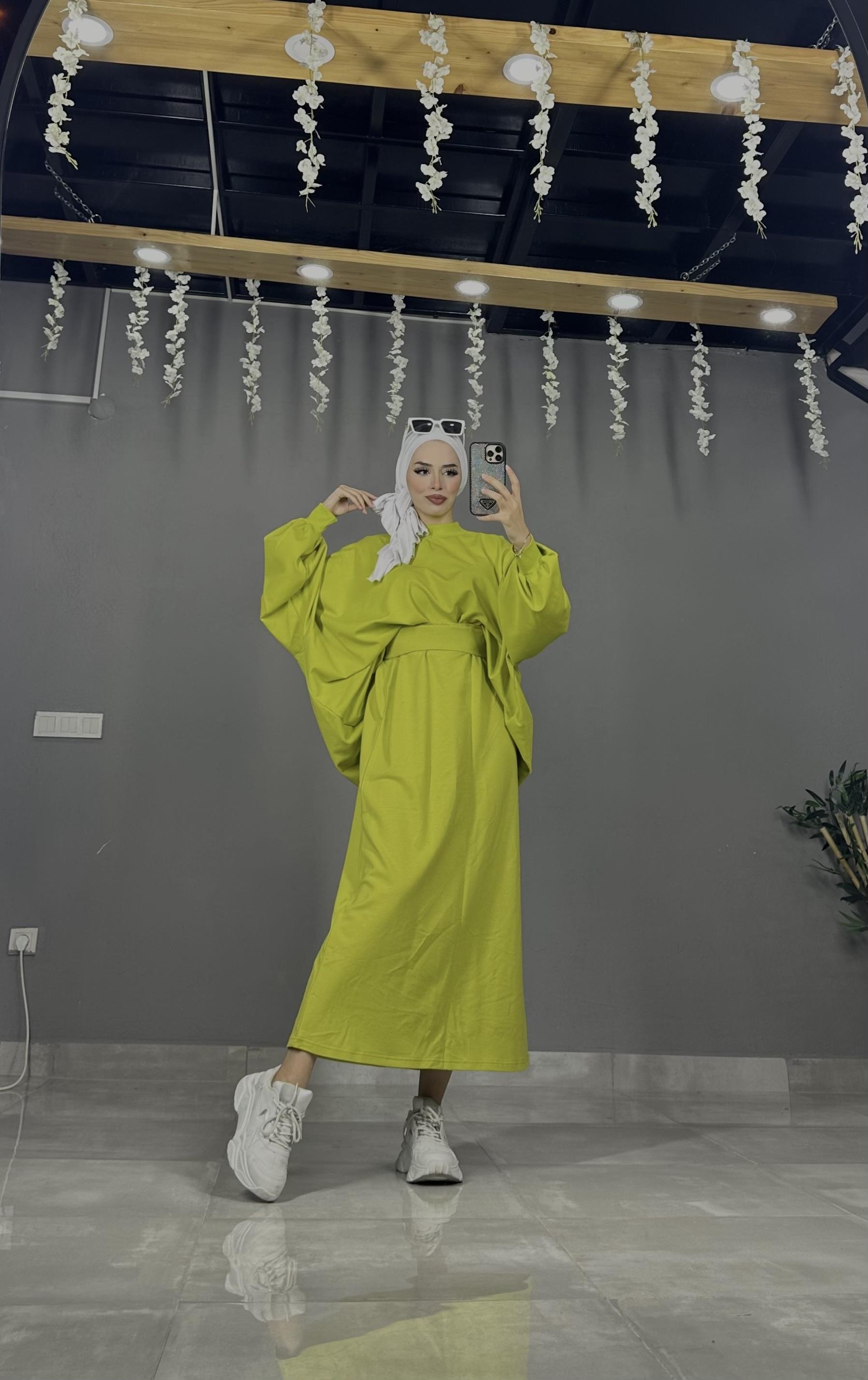 penye yıkama kumaş oversize etekli takım