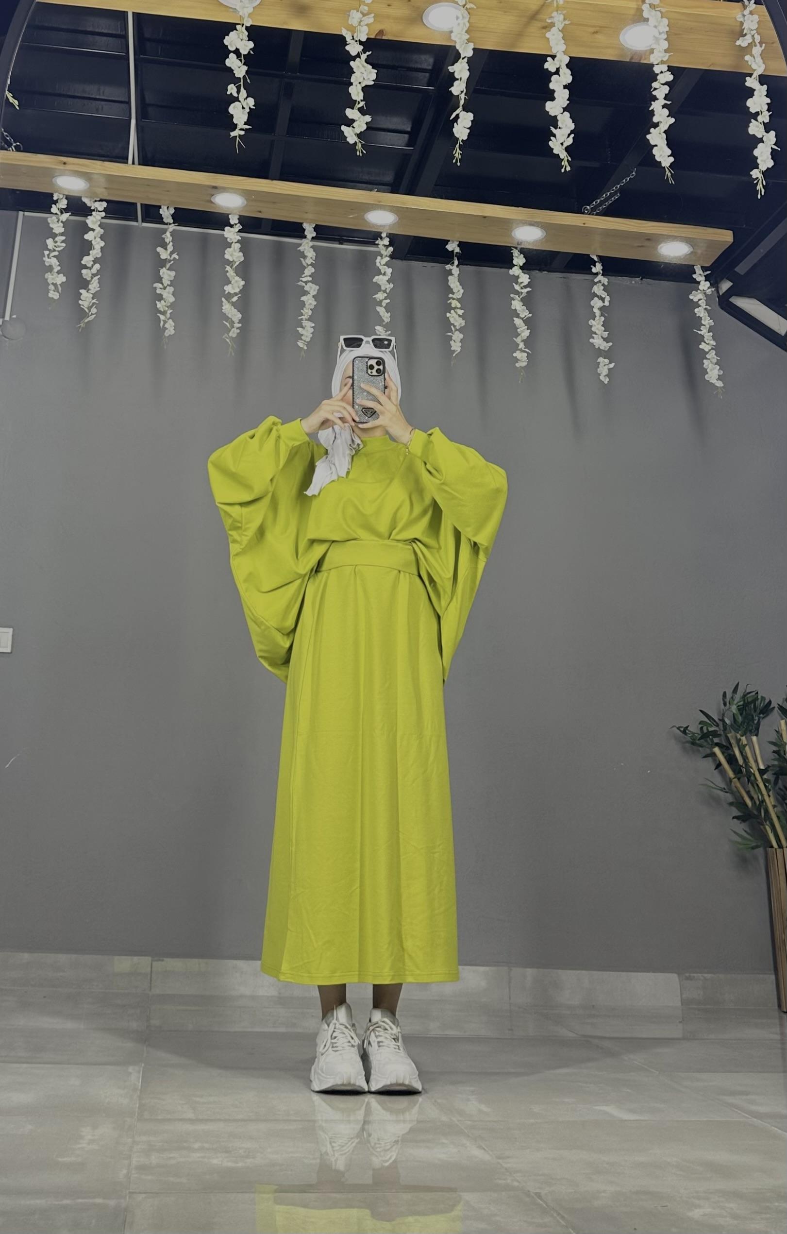 penye yıkama kumaş oversize etekli takım