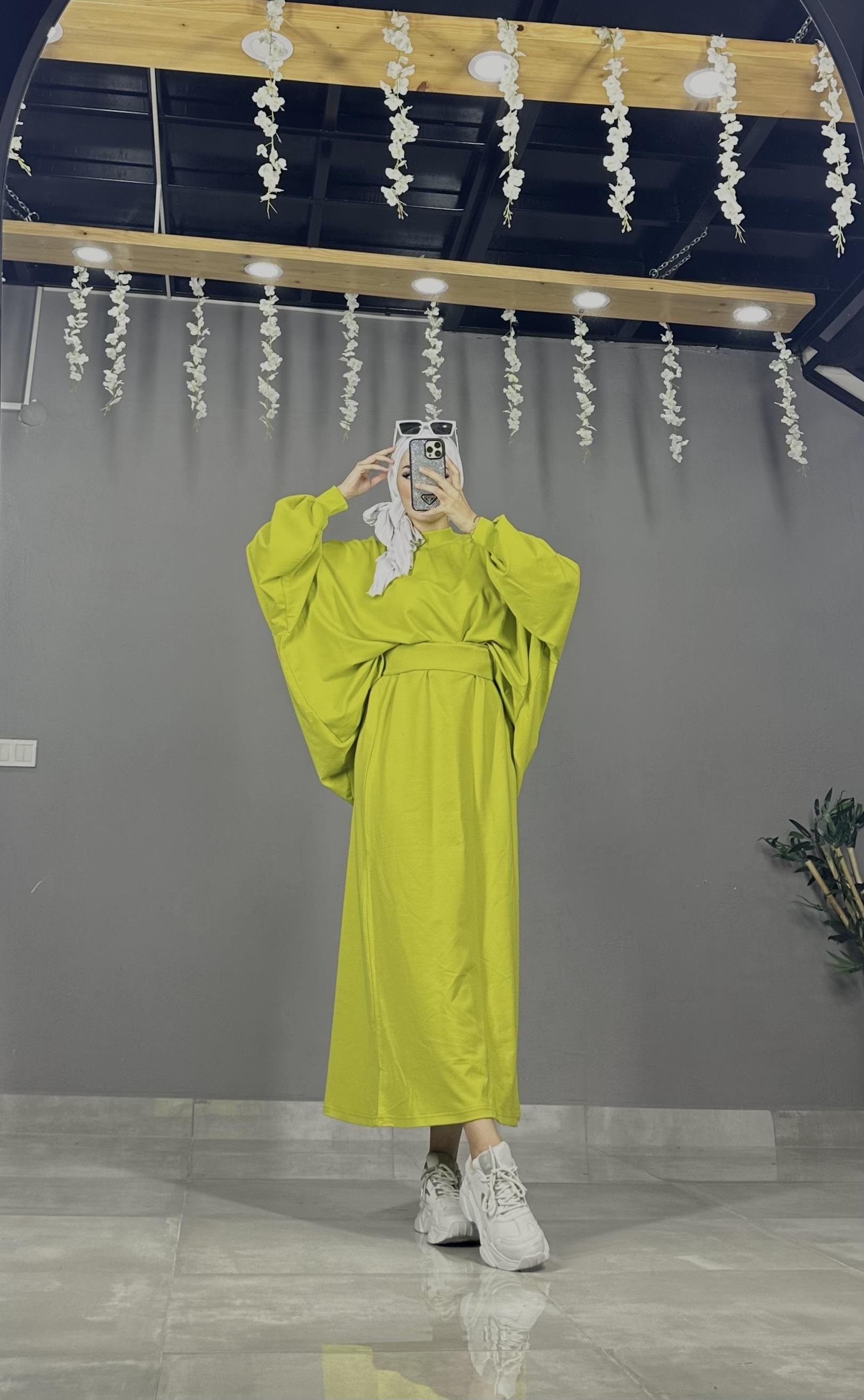penye yıkama kumaş oversize etekli takım