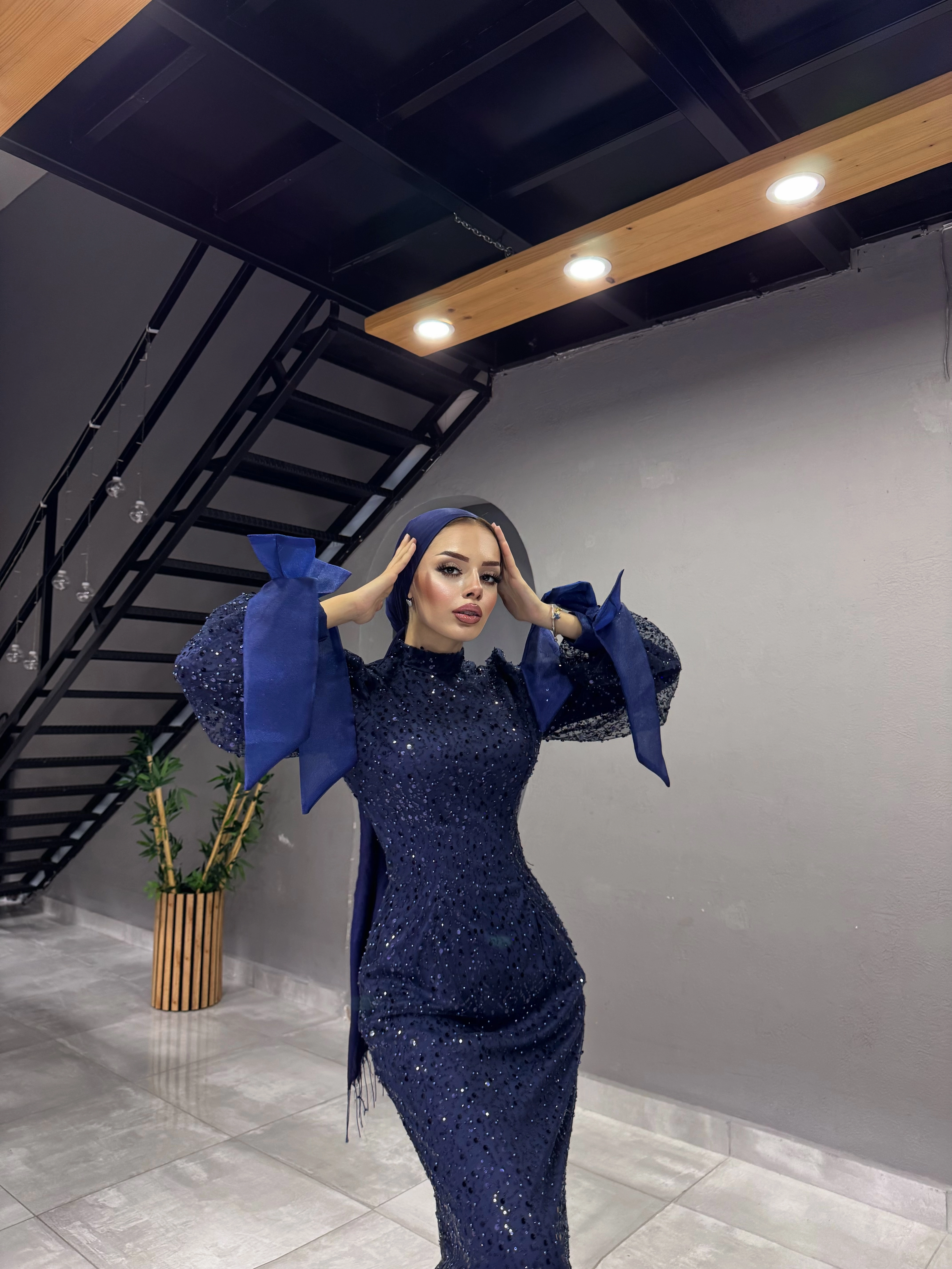 IŞILTILI SİNDİ ABİYE LACİVERT 