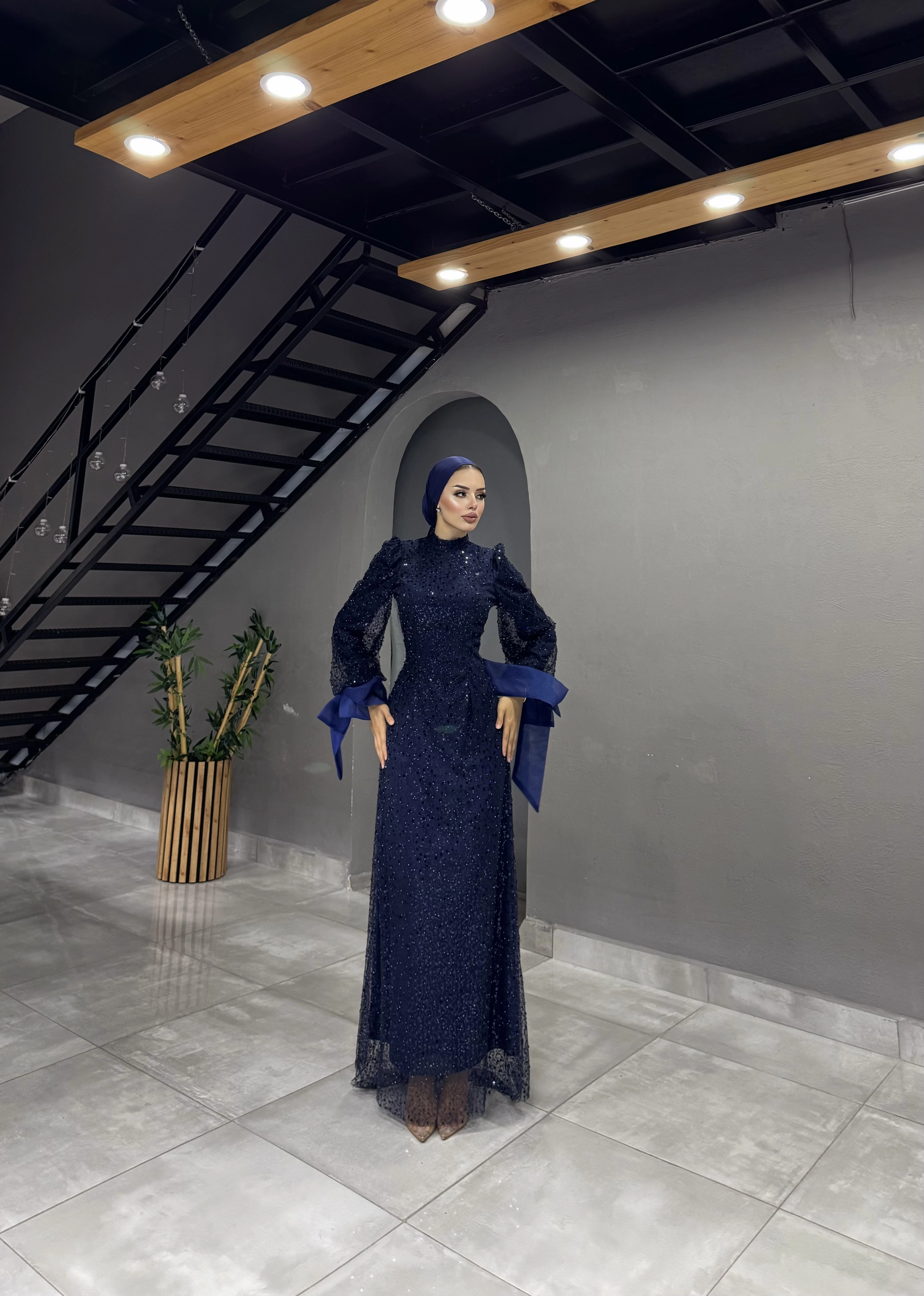IŞILTILI SİNDİ ABİYE LACİVERT 