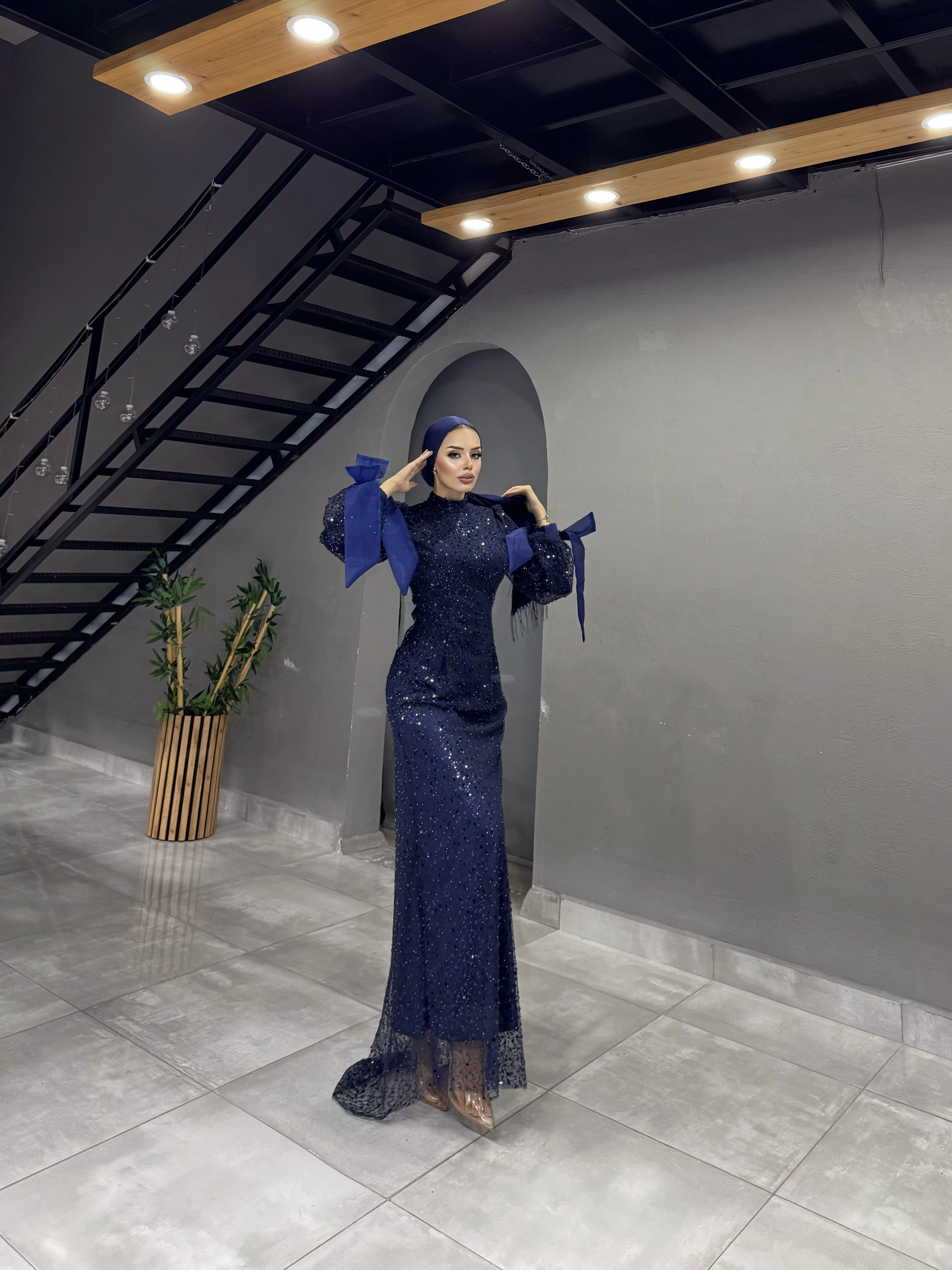 IŞILTILI SİNDİ ABİYE LACİVERT 