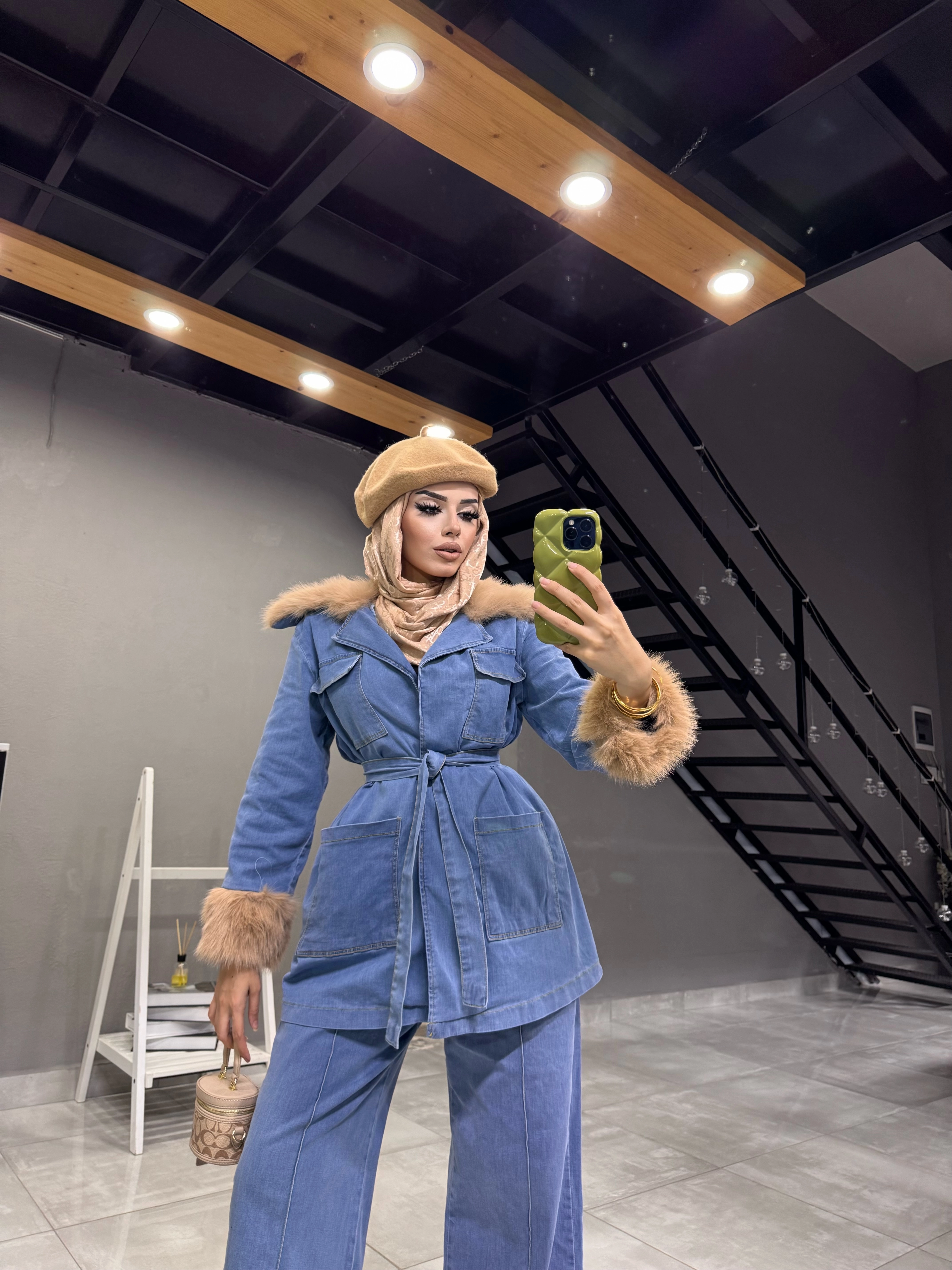 KÜRK YAKALI MADONNA KOT TAKIM 