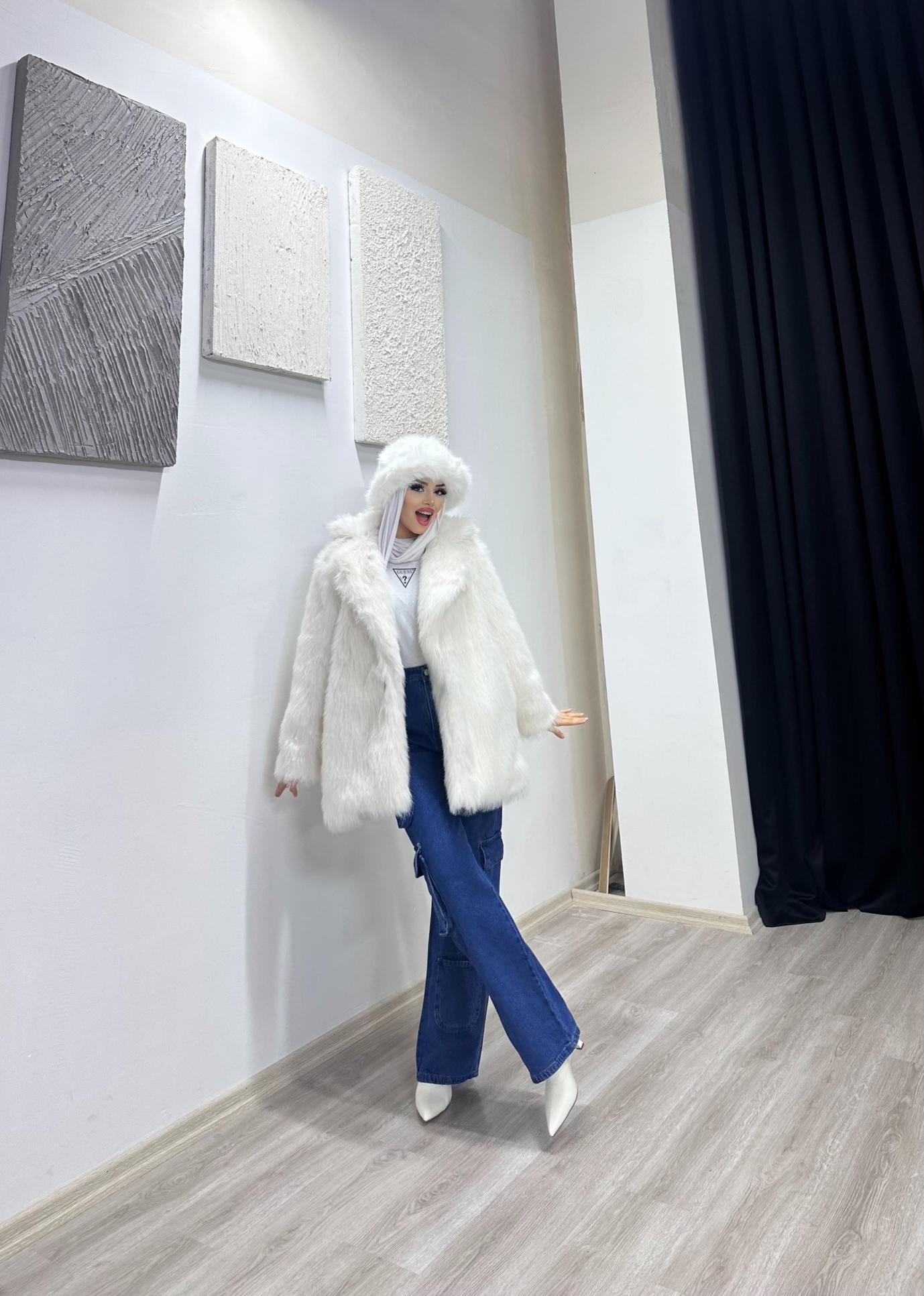 NADİA PREMİUM BEYAZ KÜRK ŞAPKA HEDİYELİ