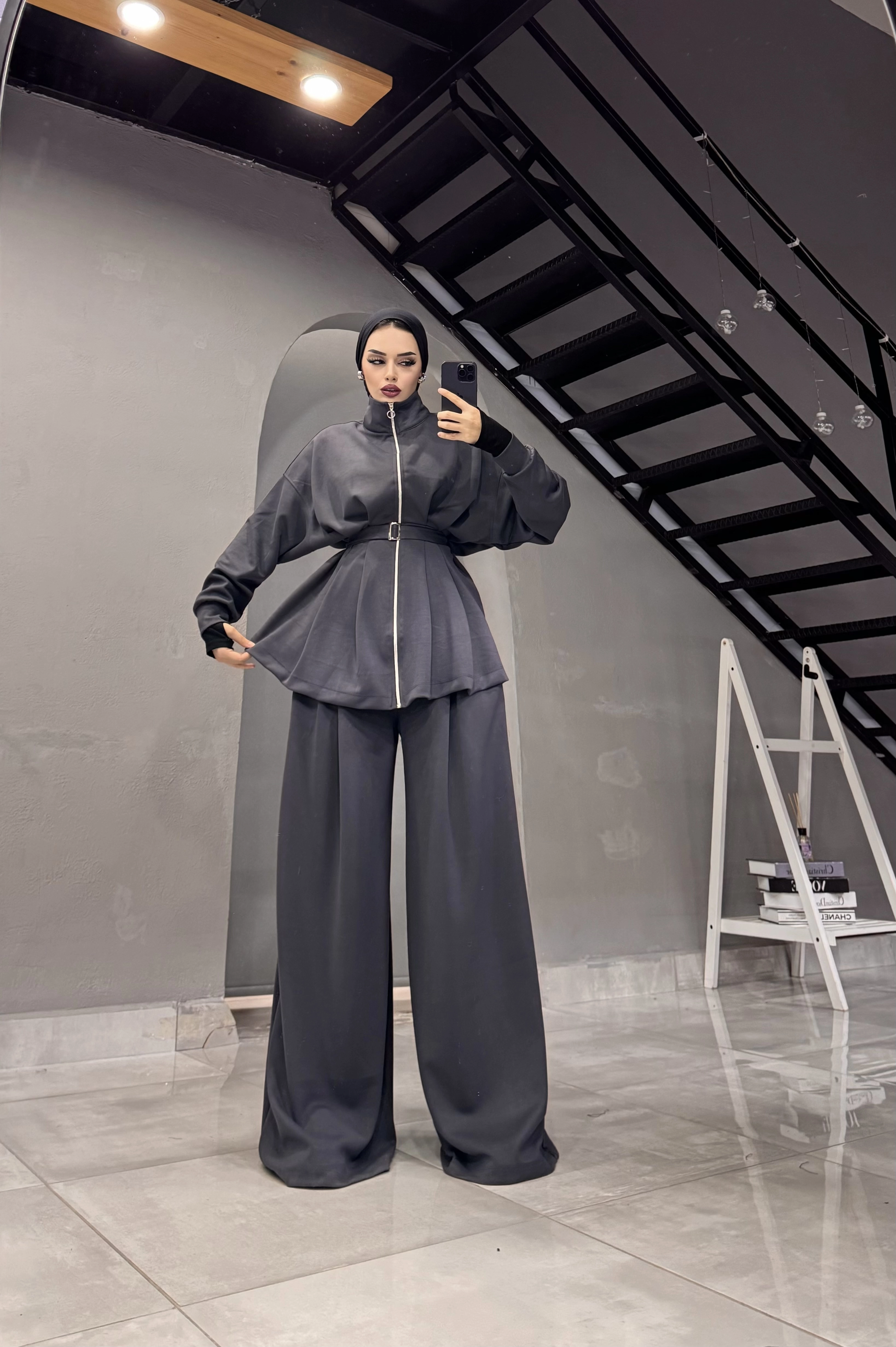 OYSHO OWERSİZE PANTOLONLU TESETTÜR TK
