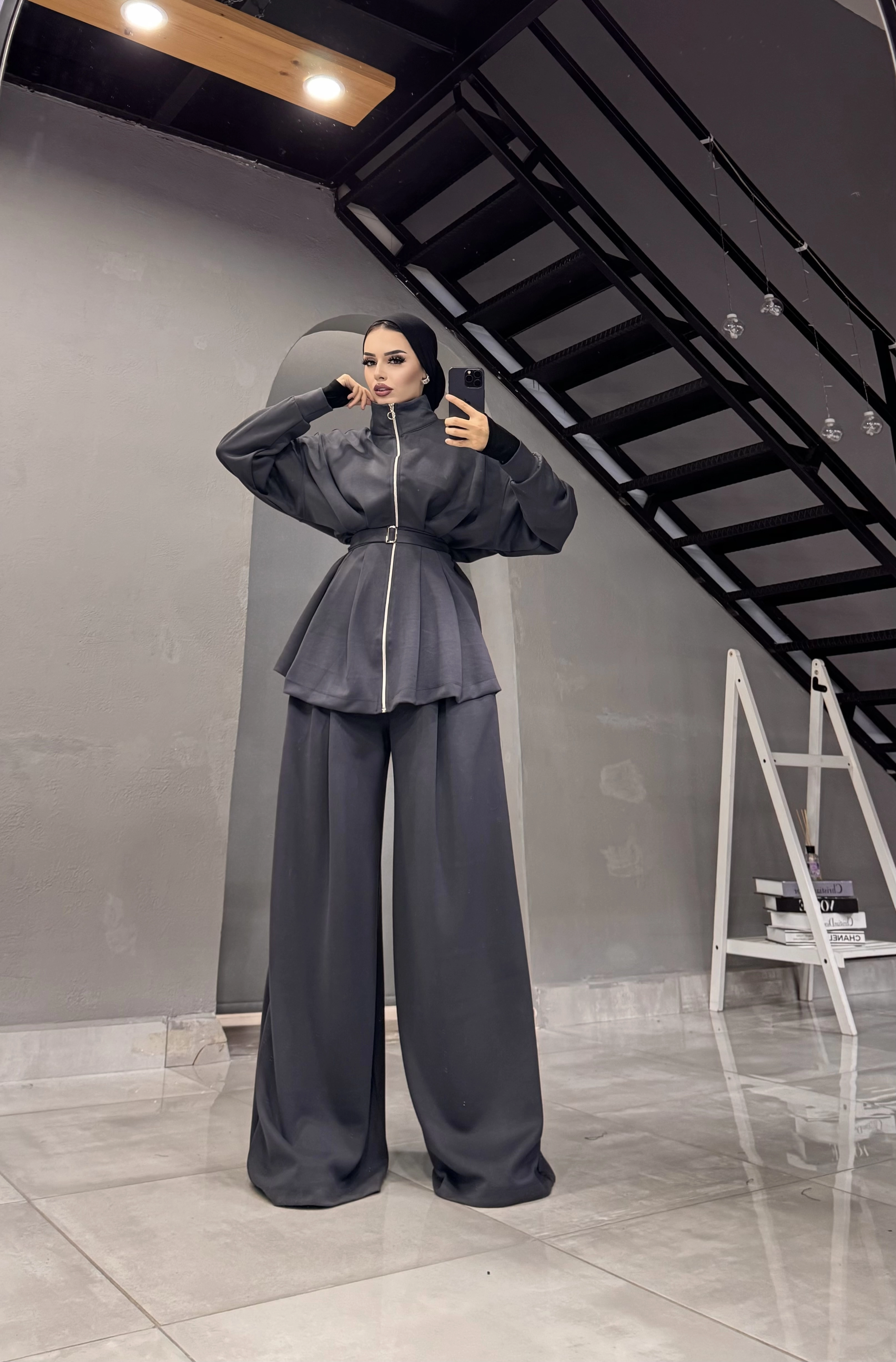OYSHO OWERSİZE PANTOLONLU TESETTÜR TK
