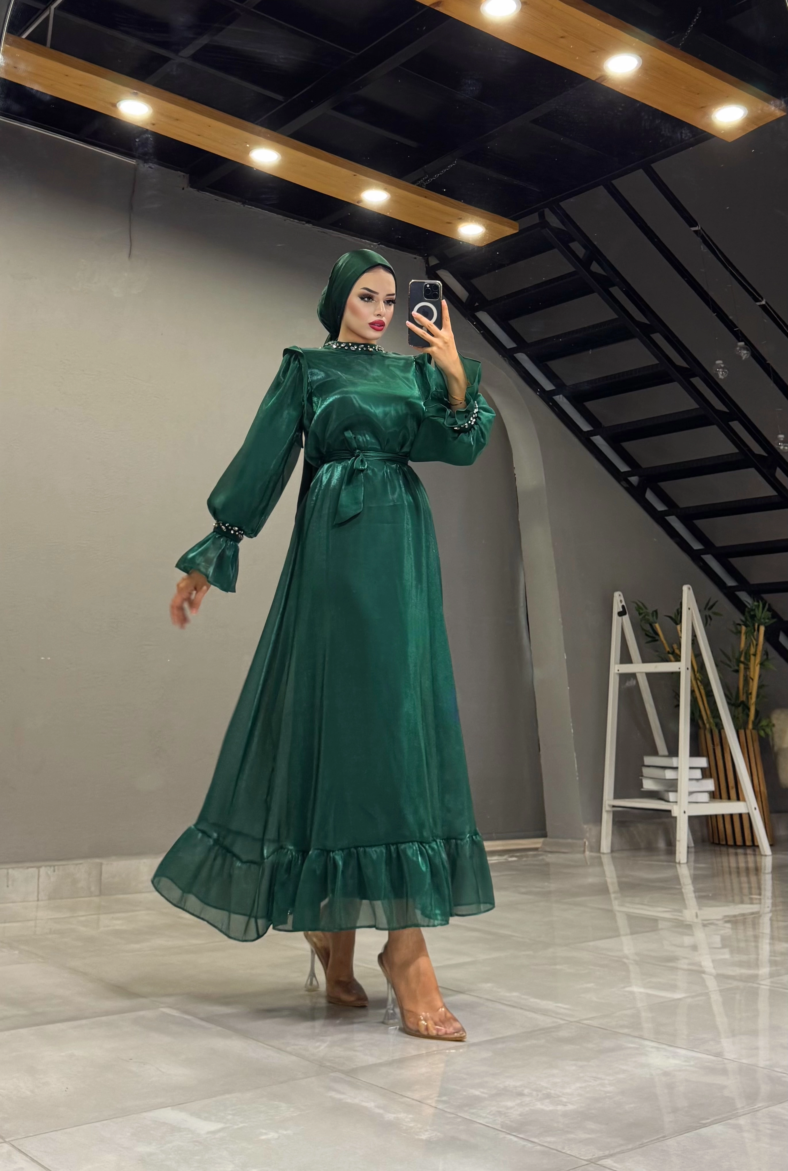 PRENSES TAŞ DETAYLI TÜL ABİYE