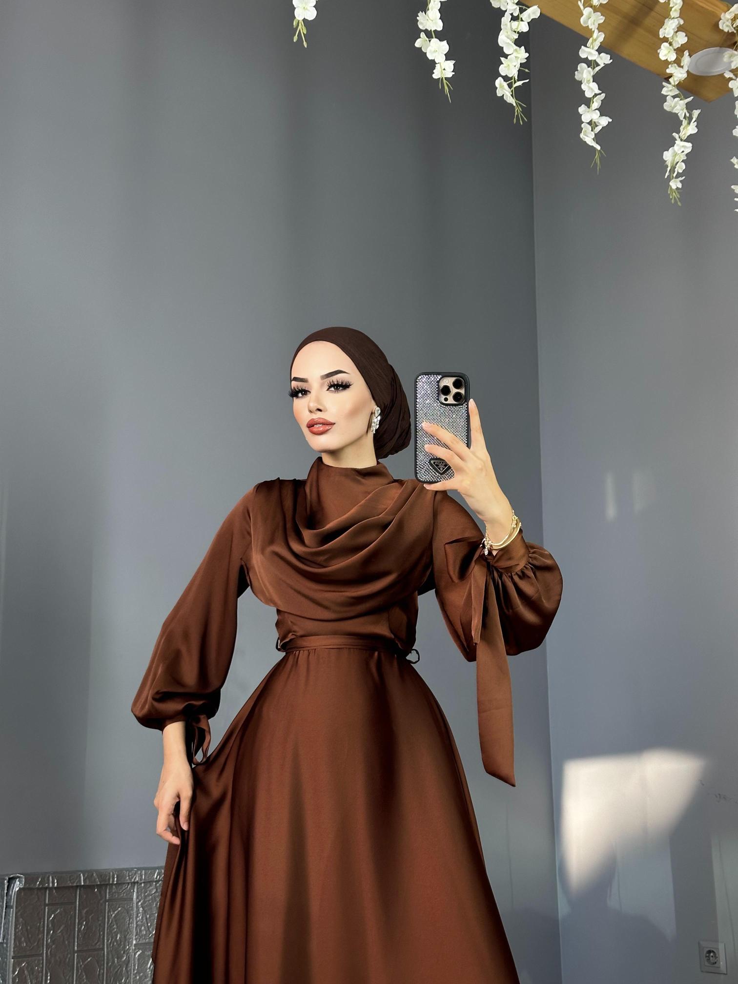 DMN Kolu Bağlamalı Saten Abiye