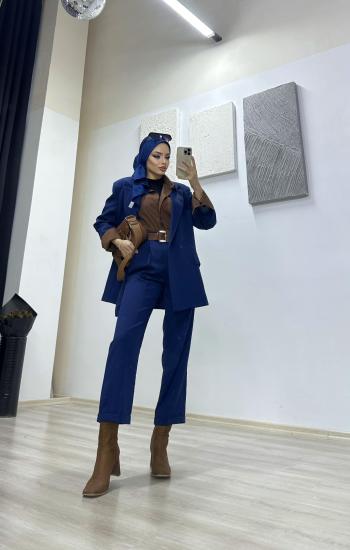 Gece Mavisi Bleazer Takım ceket pantolon (kemersiz)