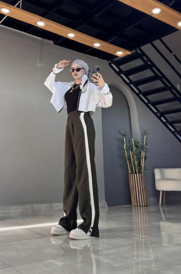 BEYAZ ŞERİTLİ PLAZZO PANTOLON 