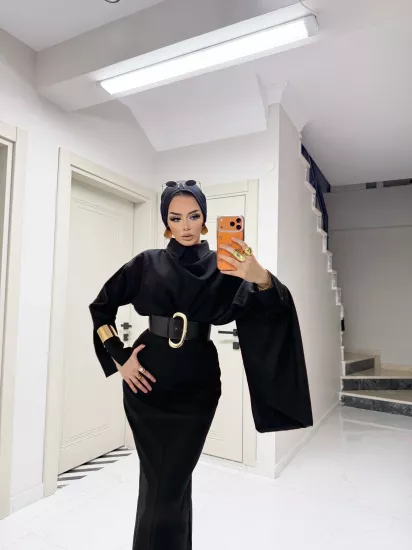 atkılı kalem etekli keten takım