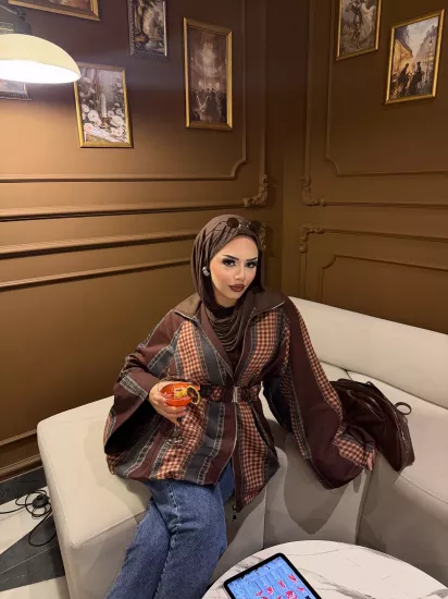 Ekose astarlı balon tip ceket