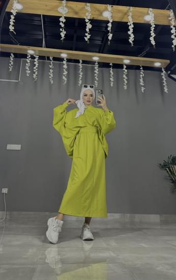penye yıkama kumaş oversize etekli takım