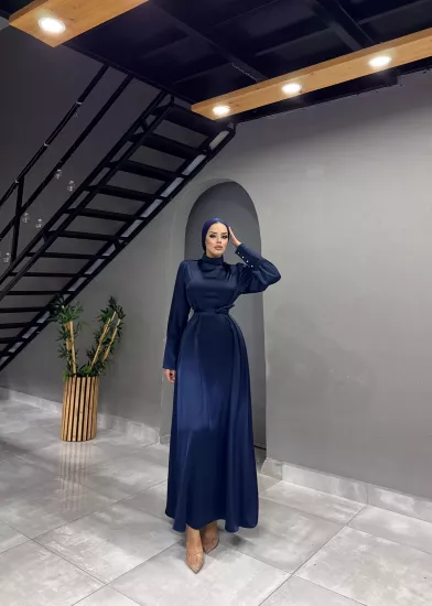 BEL KEMERLİ BAĞLAMALI SATEN ABİYE