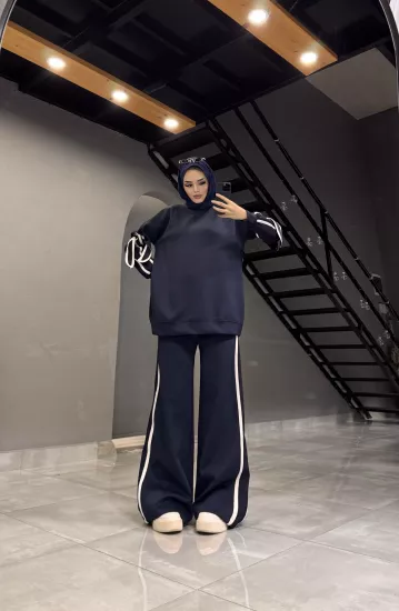 çizgili bağlamalı sportif scuba takım