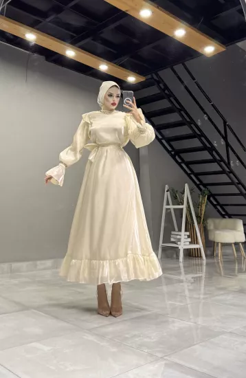PRENSES TAŞ DETAYLI TÜL ABİYE