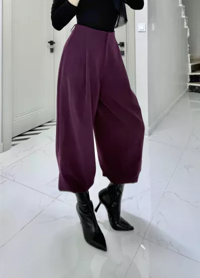 Balon altı lastikli tam boy kumaş pantolon