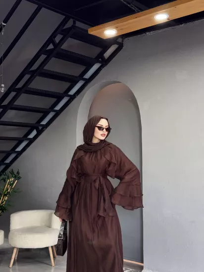 Parla kol detaylı tesettür elbise